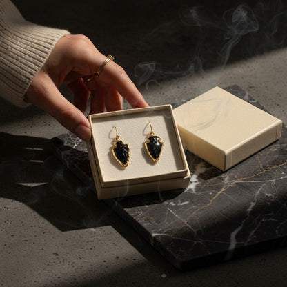 Obsidian Arrow Earrings