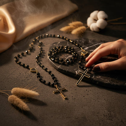 Nero Cross Necklace & Bracelet Set