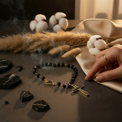 Nero Cross Necklace & Bracelet Set