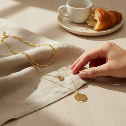Doppio Double Disc Layered Necklace