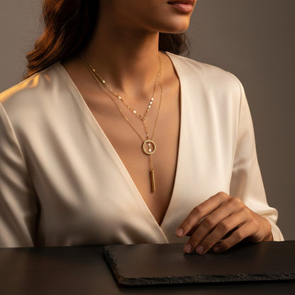 Cerchio Layered Ring & Bar Necklace