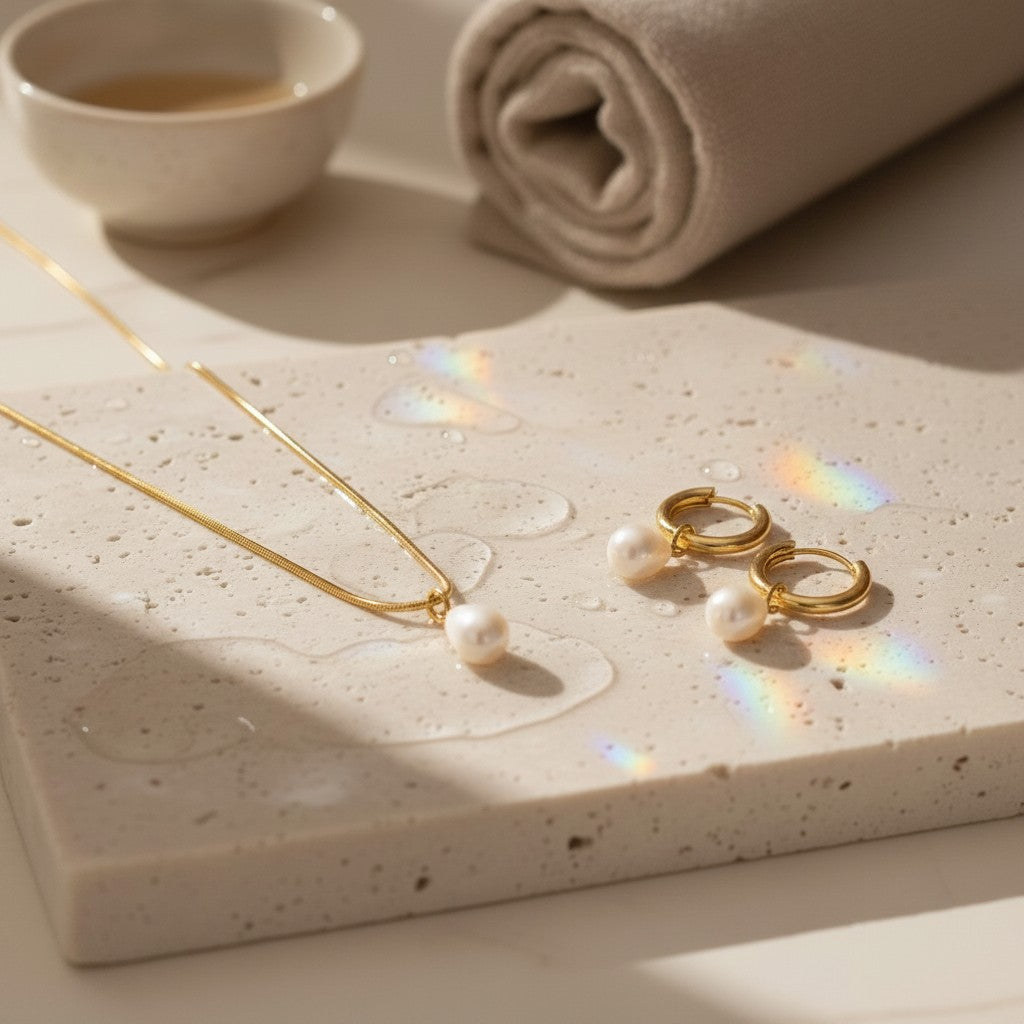 Perla Baroque Pearl Earrings & Necklace Set