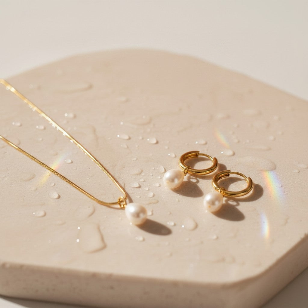 Perla Baroque Pearl Earrings & Necklace Set