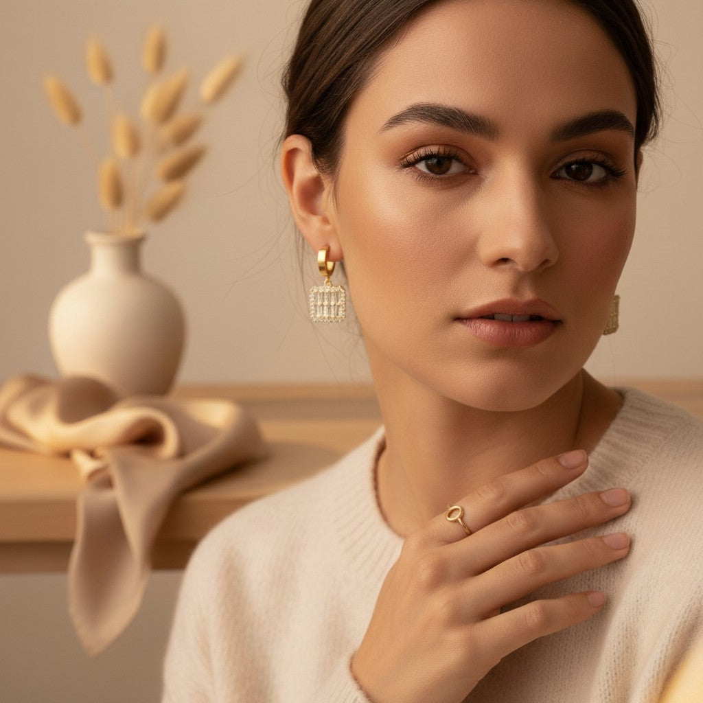 Brillante Cubic Zirconia Hoop Earrings & Pendant Set
