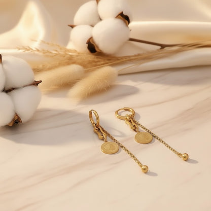 Moneta Coin & Chain Drop Earrings