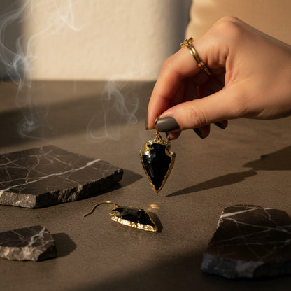 Obsidian Arrow Earrings