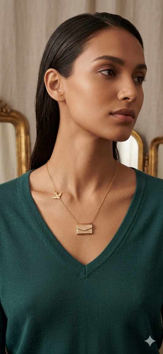Lettera Envelope & Swallow Necklace