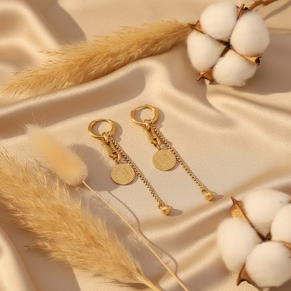 Moneta Coin & Chain Drop Earrings