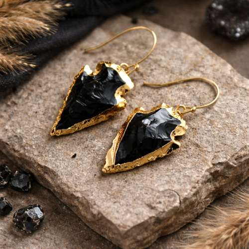 Obsidian Arrow Earrings