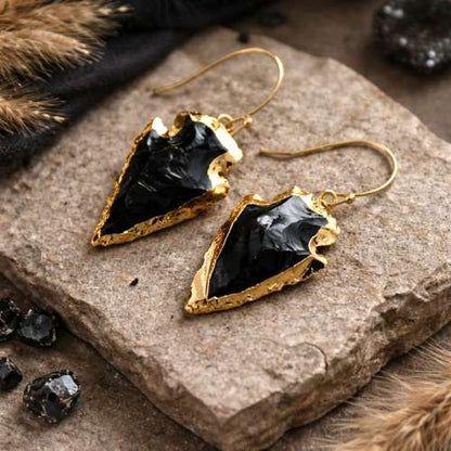 Obsidian Arrow Earrings