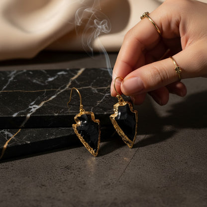 Obsidian Arrow Earrings