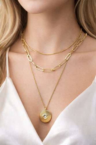 Occhio Medallion Layered Necklace