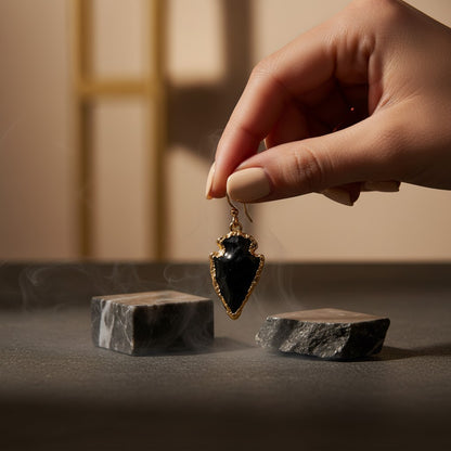 Obsidian Arrow Earrings
