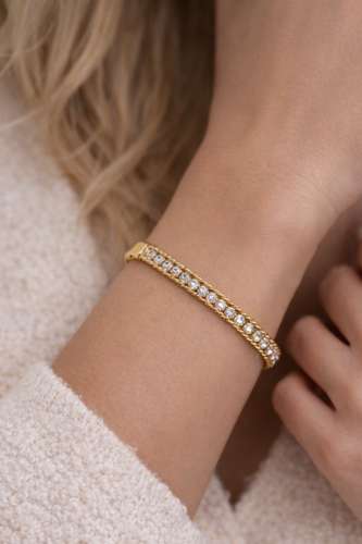 Regale Wide Chain Cubic Zirconia Bracelet