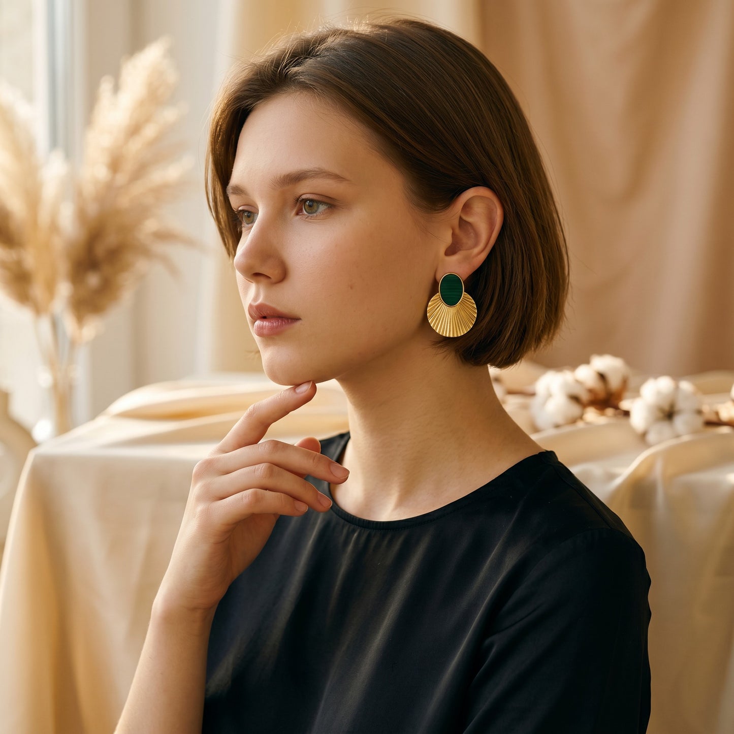 Ventaglio Malachite Fan Earrings