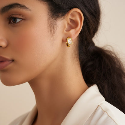 Piccola Cubic Zirconia Square Hoop Earrings