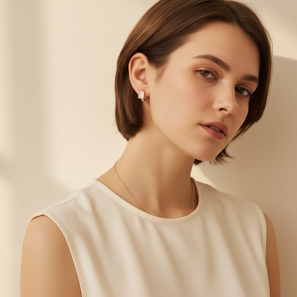 Piccola Cubic Zirconia Square Hoop Earrings