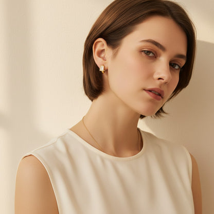 Piccola Cubic Zirconia Square Hoop Earrings