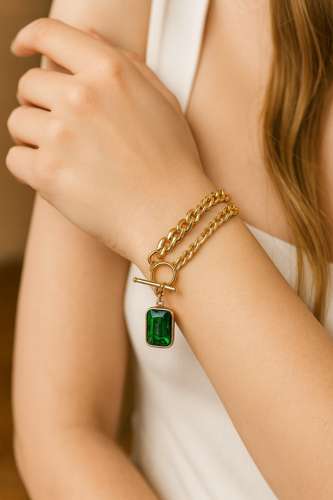 Smeraldo Green Cubic Zirconia Chain Bracelet