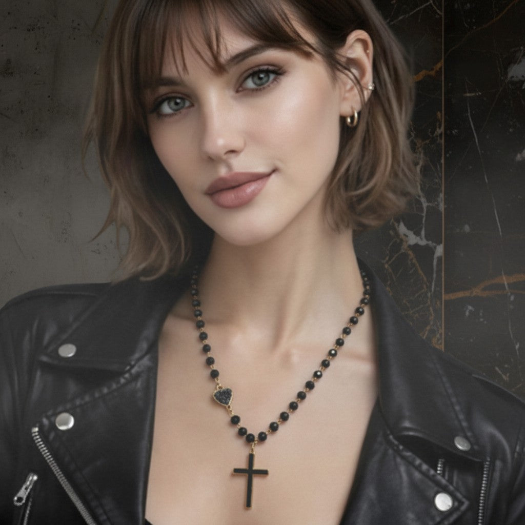 Nero Cross Necklace & Bracelet Set