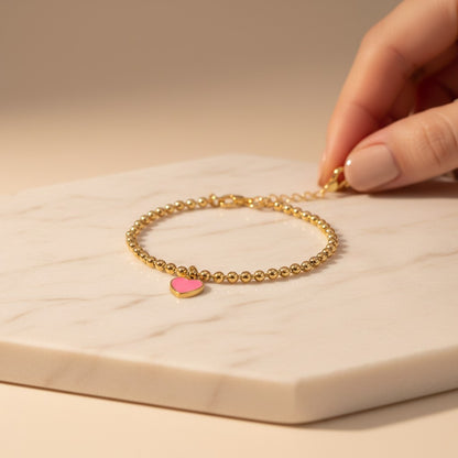 Dolce Pink Heart Bead Bracelet