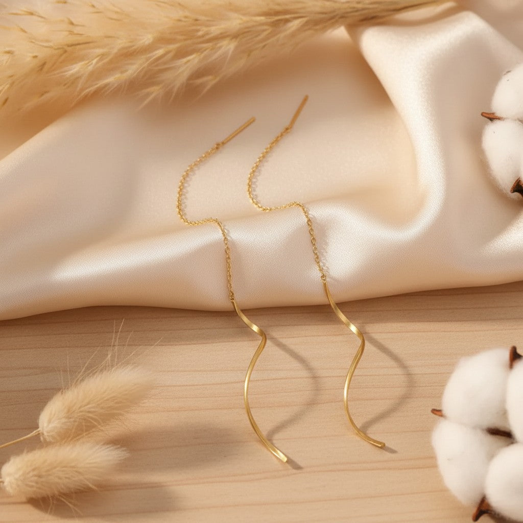 Onda Wave Threader Earrings