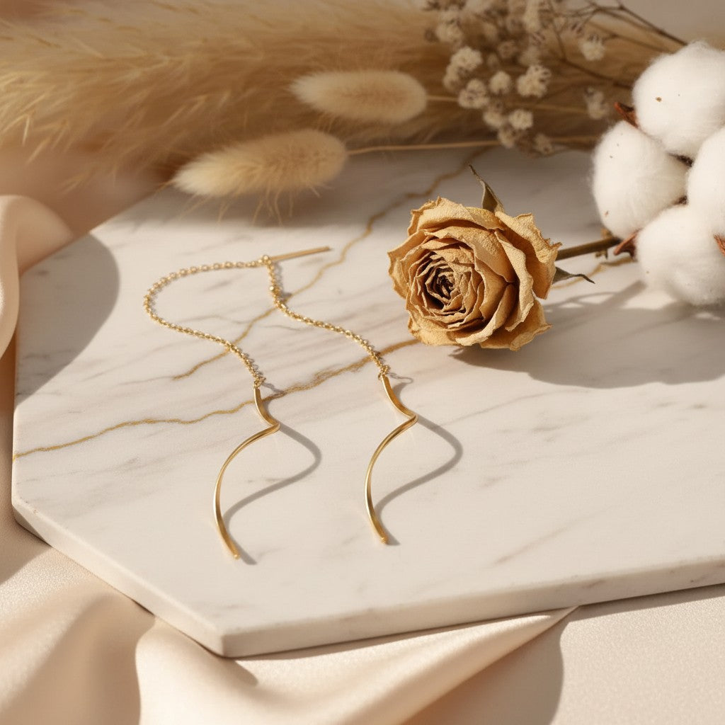 Onda Wave Threader Earrings